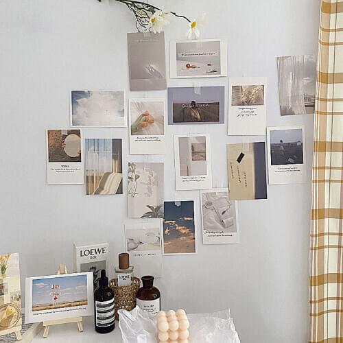 Yisuremia 30 Sheets Korean Ins Photo Decoration Card Art Photography Props Collocation Postcard DIY Room Wall Printing Cards