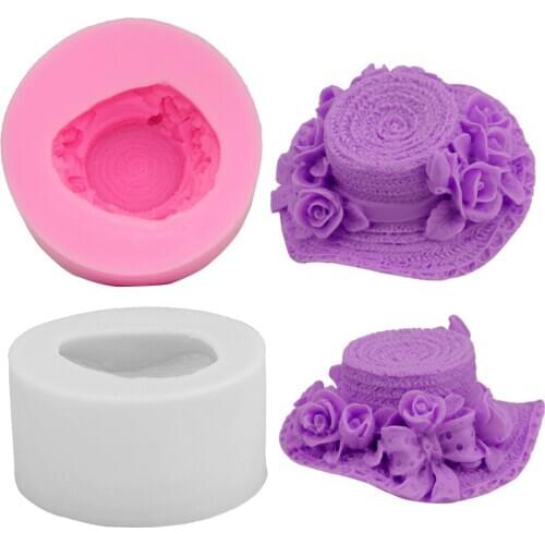 Random Color 3D Straw Hat Non Sticky Silicone DIY Chocolate Ice Cream Soap Mold Cake Decoration Mould Kitchen Baking Tool