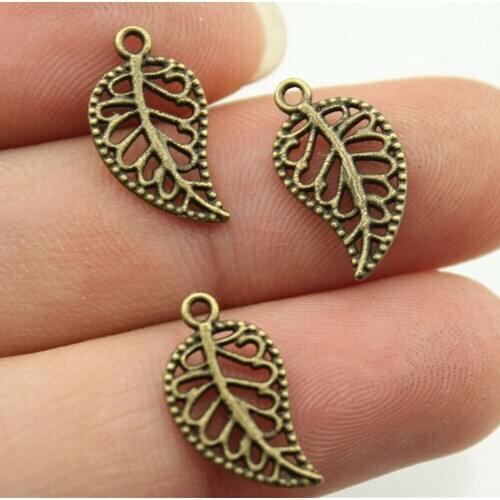 40pcs 18x10mm Small Leaf Charms 3 Colors KC Gold Antique Bronze Antique Silver Color Leaf Charm