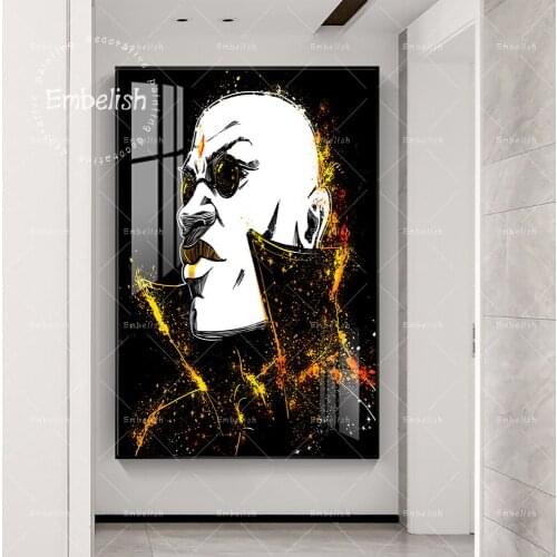 Embelish A Bald Man In A Black Jacket Abstract Wall Art Pictures For Living Room Modern Home Decor Posters HD Canvas Paintings