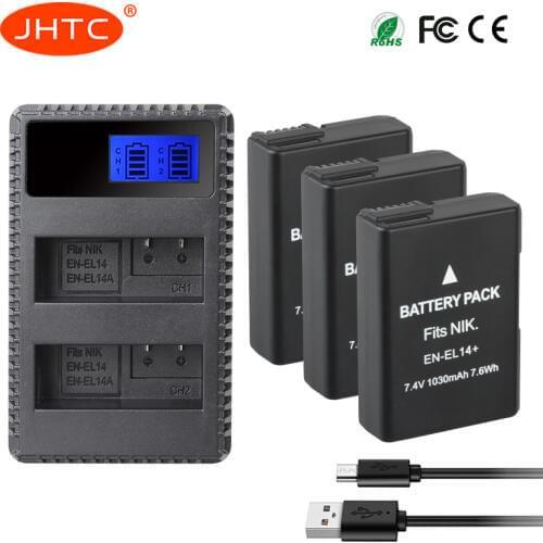 Battery EN-EL14 1030mah For Nikon D3200 D3400 D3300 D3100 D5100 D5200 D5300 D5600 Camera Battery ENEL14 EN EL14a Charger 8.4V