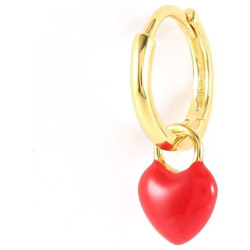 CANNER Women Hoop Earrings With 925 Sterling Silver Cute Candy Neon Color Enamel Heart Charm Drop Earring For Girls Gold Silver