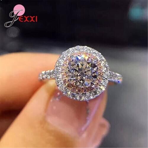 Bling CZ Stone Round Loop Finger Decoration Rings Solid 925 Sterling Silver Shining Cubic Zircon Rhinestone Women Gift Jewelry