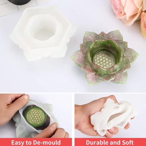 DIY 3D Lotus Candle Holder Silicone Flower Candle Mold Food Grade Epoxy Resin Casting Mold Craft Decor Tool Household Supples