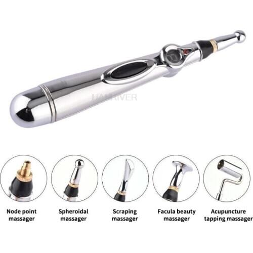 5 Heads Electronic Acupuncture Pen Electric Meridians Laser Therapy Heal Massage Pen Meridian Energy Pen Relief Pain Tools