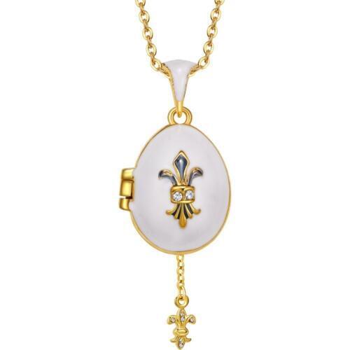 Enamel Handmade Jewelry Locket Brass Vintage Egg sword Pendant Crystal Necklace Gift To Women girls Two methods of wear
