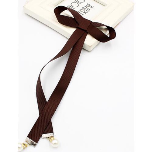 2021 Women Child Girl Neck Collar Shirt Bow Ties Cravat Pearl Bead Clip Pins Butterfly Necktie Personality Ribbon Uniform Bowtie