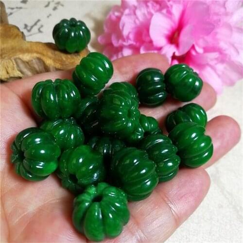 Emerald green jade pumpkin garden loose beads bead diy jade beads bracelet accessories