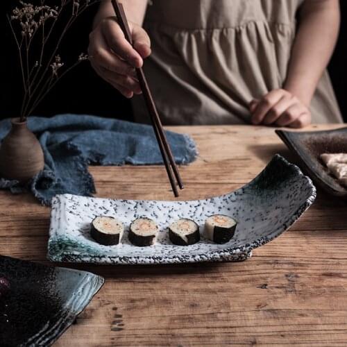 Creative personality export Japanese shaped ceramic plate Western restaurant tableware household dish sushi long fish plate