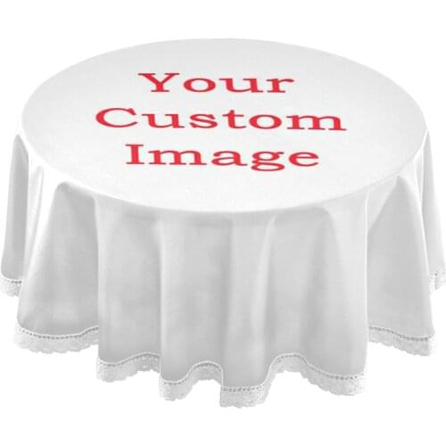 Custom Round Tablecloth Nordic Table Cover With White Lace Decor For Home Wedding Party Decoration Diameter 60 inch Table Cloth