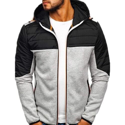 Winter/Autumn Mens Jacket Hooded Long Sleeve Men Jacket Autumn Winter Zipper Patchwork Pockets Jacket Windbreaker Male Clothing