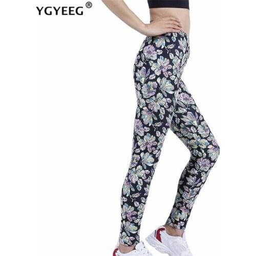 YGYEEG High Waist Fitness Gym Leggings Women Tights Workout Running Activewear Flower Pattern Sport Wear Elastic Comfortab Pants
