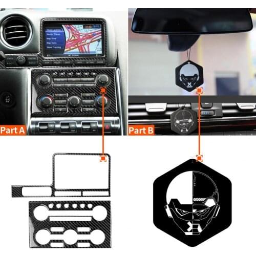 2Pcs Carbon Fiber Car Panel Sticker Navigation Panel Frame Decorative Car CD Panel Trim for Nissan GTR R35 2008-2016 Left Drive