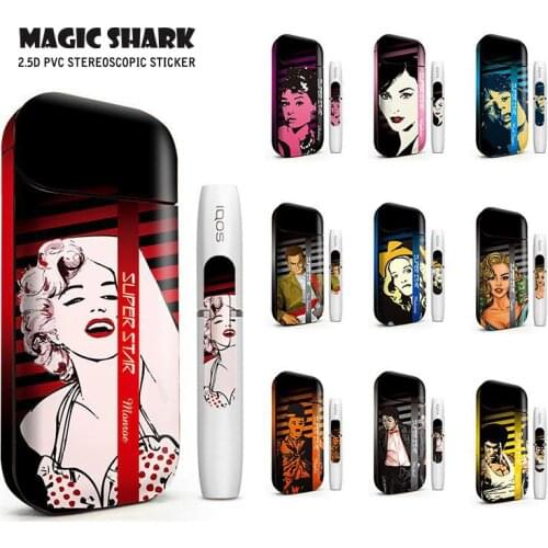 Magic Shark Stereo Super Star Chaplin Film Sticker for IQOS 2.4 Plus E Cigarette Cover Sticker for IQOS 2.4 Plus 2.4p
