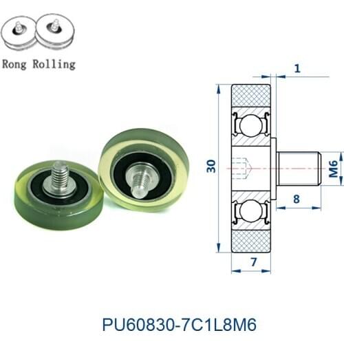 Outer diameter 30mm with 7mm thickness PU material coated bearing, drawer pulley, screw pulley, sliding door roller