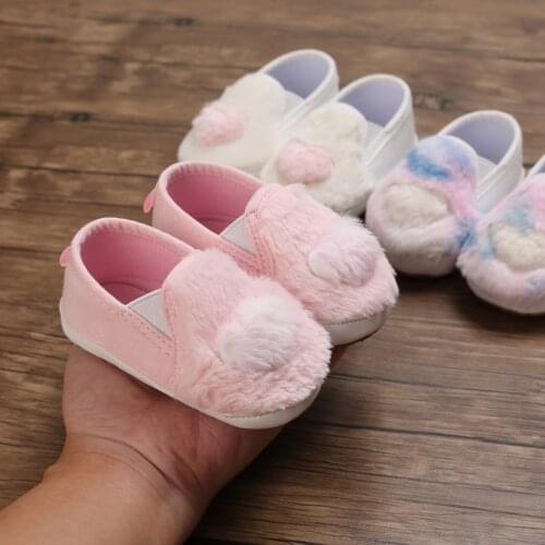 Baby Girls Non-Slip Furry Shoes Soft First Walking Shoes Princess Shoes Soft Shoes Prewalker Walking Toddler Kids Shoes New 2021