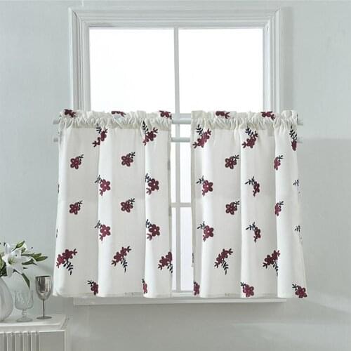 Solid Color Flower Pattern Kitchen Short Curtain Valance Drape Window Home Decor