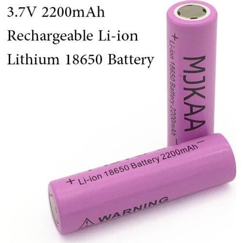 MJKAA 2pcs/lot 18650 Battery Rechargeable 3.7V 2200mAh Lithium Li-ion Battery for Powerbank LED Flashlight Torch