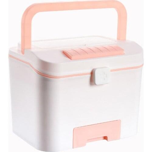 Plastic Storage Box Large Capacity Lockable Sundries Organizer Case First Aid Kit Medicine Storage Bin Home Container