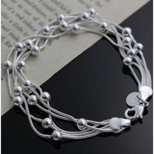Hot selling classic models silver color five-wire bead bracelets new listings high quality fashion jewelry Christmas gifts