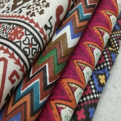 Pretty Zaka Bohemia Abstract pattern Printed Cotton Linen Fabric Bundle 22x24cm For DIY Sewing Doll Cloth