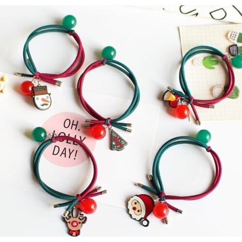 1PCS Fashion Women Elastic Hair Bands Christmas Gift Scrunchy Pearl Headband Double Ring Girls Hair Accessories