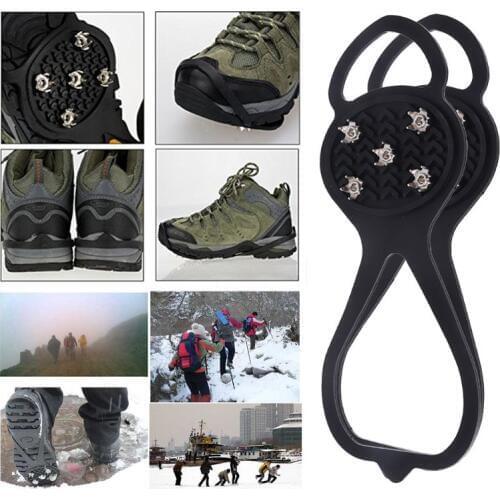 Brand New High Quality 1 Pair Spike Shoe Anti Slip Ice Gripper with Crampon Aluminum Alloy Cleats Rubber Black Ice Gripper