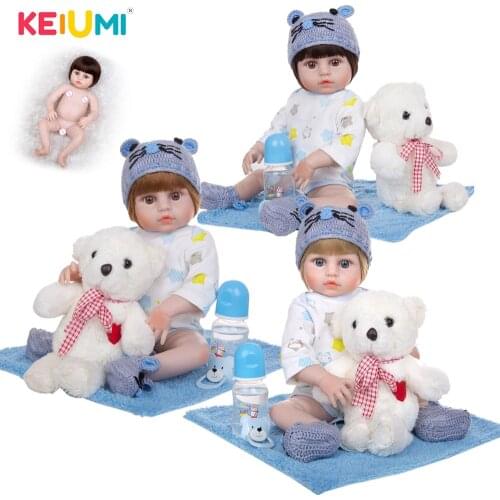 KEIUMI Babe Reborn 19 Inch Whole Silicone Baby Lovely Newborn Dolls Educational Toys Waterproof For Children Christmas Gifts