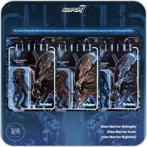 Super7 Aliens Dusk Brown Midnight Black Nightfall Blue Movies and Tv Hang Card Toy Action Figures Toys for Children Gift