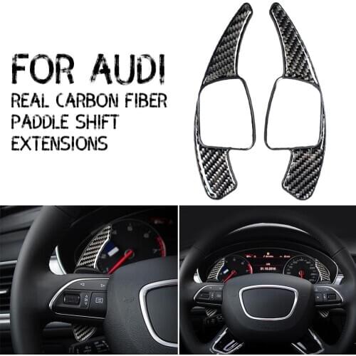 Black Steering Wheel Shift Paddle Gear Shifter Extension Shifter Transfer Extension Interior Trim Cover for Audi TT Q7 R8 A6 S4