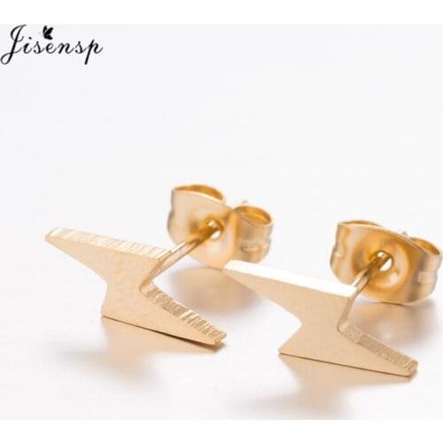 Jisensp Vintage Geometric Lightning Stud Earrings for Women Fashion Jewelry Thunderbolt Earrings Party Gifts