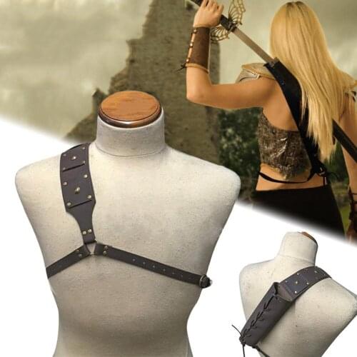 Vintage Shoulder Back Sheath Holder Adult Hunting Leather Buckle Holster Outdoor Tactical