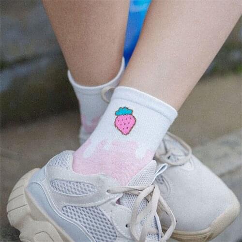 Japanese Creative Funny Socks Women Cotton Fruit Food Peach Strawberry Banana Cherry Pizza Egg Design Happy Cute Socks Skarpetki