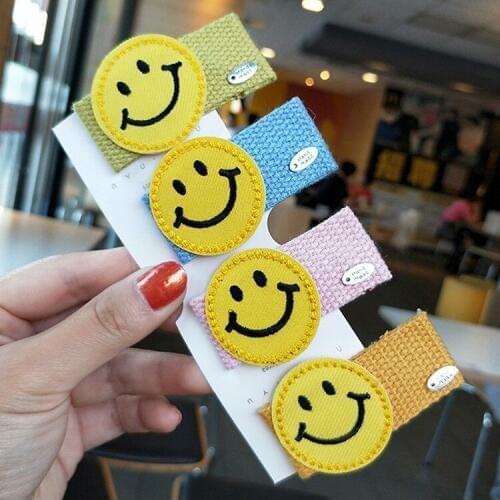 120pcs/lot DIY Simple Multi Fabrics Happy Face Hair BB Clip Bang Hearts No Flower Hairpins Hair Styling Tool Accessories HA1068
