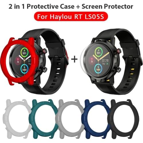 Protective Case for Xiaomi Haylou RT LS05S Smart Watch Hard PC Cover Shell Tempered Glass Screen Protector Film for Haylou LS05S