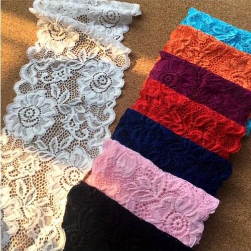 1 Meter/lot Width 14cm 8 Colors 3D Stretchy Lace Applique Trim Ribbon Craft DIY Clothing Dress Underwear Lingerie Accessories