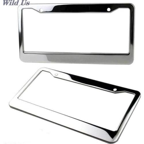 1pcs of stainless steel silver metal car license plate frame label cover screw cap