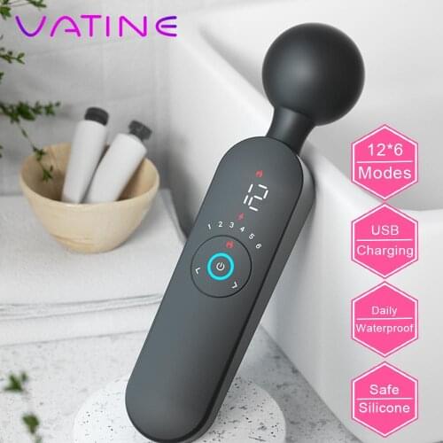 12 Modes 6 Speeds Sex Toys for Women Adults Smart Digital Display Magic Wand Heating Vibrator G Spot Clitoris Stimulator