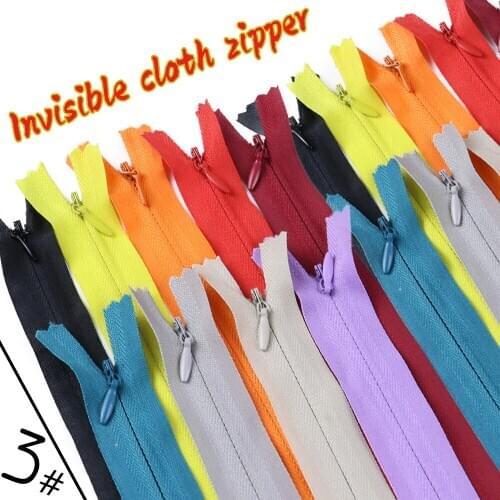 50 Pcs /Lot 3# 20-60 CM/8-24 Inches Invisible Zippers for Sewing Cloth Dress Bags Accessories Nylon Coil Zipper Customized DIY