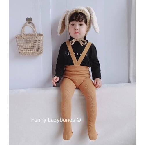 Newborn Trousers Ribbed Cotton Leggings for Baby Girl Overalls Infant Boys Strap Pants 9 Colors 2021 Autumn New Arrivel