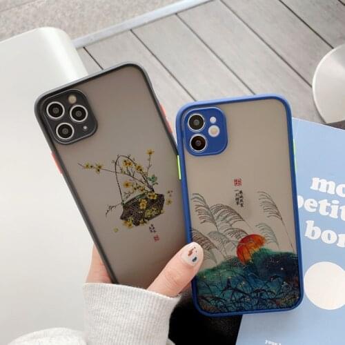 Phone Case For iPhone 11 12 Pro Max Mini 8 6S 7 Plus XR X XS MAX SE 2020 Chinese Style Ancient poems Hard Shockproof Back Cover
