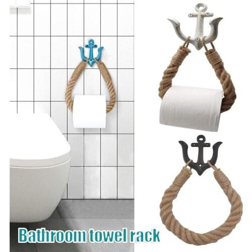 Bathroom Toilet Paper Holder Hemps Rope Vintage Innovative Toilet Roll Holder For Bathroom Towel Curtain Coat Hanging Organizer