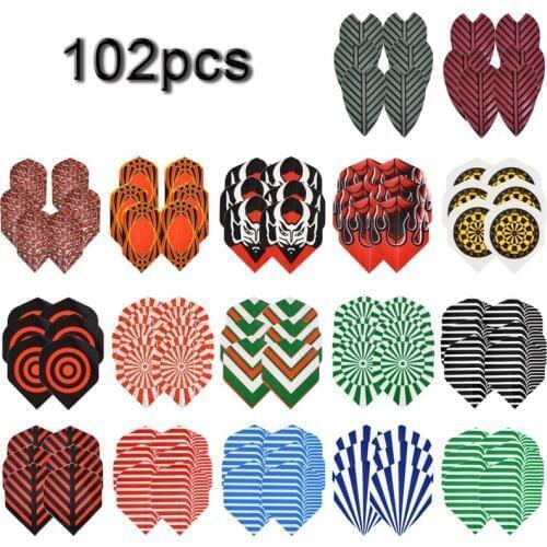 102Pcs Mixed Style Professional Dart Flights Darts Accessory Outdoor and Indoor Sports Standard Dart Tail Wings