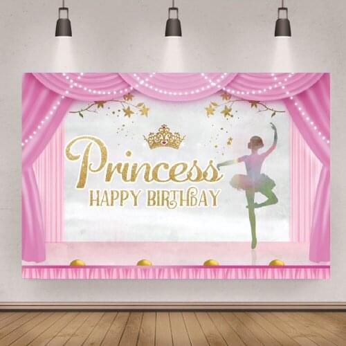 Girl Ballet Stage Performance Photography Background Crown Pink Backdrop Photocall Birthday Party Photo Shoot Studio Props