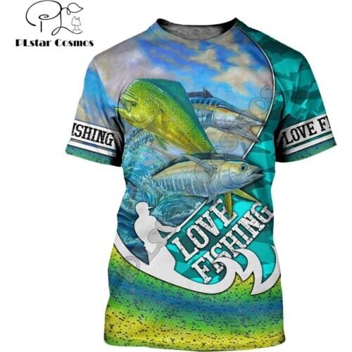 2020 Summer Fashion Mens t-shirt Love Fishing 3D Printed Harajuku Short sleeve T shirts Unisex Casual Streetwear tops KJ0144