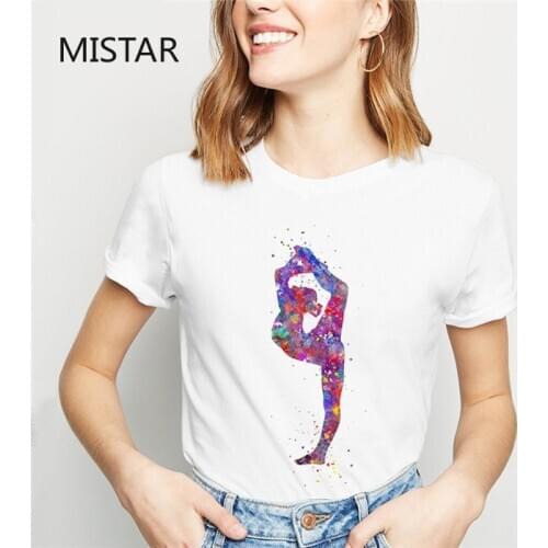 Vogue gymnastics art Printed Summer Aesthetic T Shirt Women Casual White Tops Casual T Shirt Short Sleeve Graphic Tees Women