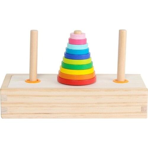 Hanoi Tower Kids Educational Toys Wooden Early Learning Classic Puzzle Toy