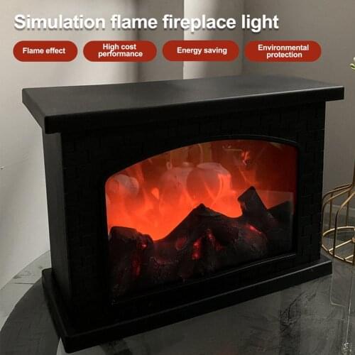 Retro Simulation Flame Fireplace Light LED USB Cable Realistic Fireplace Lamp Flameless Decorative Halloween Decor Light