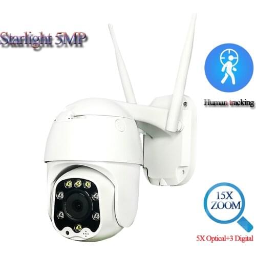 5MP Wireless 5X Zoom MINI PTZ IP WIFI Camera Speed Dome CCTV Video Security Cam ONVIF Outdoor IR 30M Two Way Audio P2P CamHi