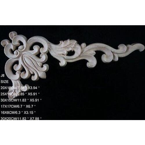 J8- 30x20cm Wood Carved Corner Onlay Applique Unpainted Frame Door Decal Working carpenter Flower Decoration